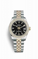 Copie Montre Rolex Datejust 31 Jaune Rolesor Oystersteel Or jaune 18 ct 178383 Cadran Noir m178383-0026