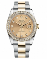 Réplique Rolex Datejust en acier et cadran Or jaune Champagne 116243 CHDO