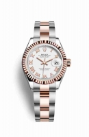 Copie Montre Rolex Datejust 28 Everose Roles ou Oystersteel 18 ct Everose or cadran blanc m279171-0022