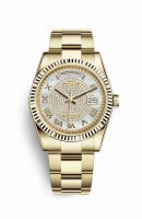 Copie Montre Rolex Day-Date 36 Or jaune 18 ct 118238 Diamant nacre blanche pavee Cadran m118238-0386