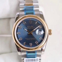 Réplique Rolex Datejust en acier et or 36mm en or jaune Cadran Bleu Conce 116203 BLCAO