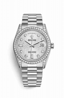 Copie Montre Rolex Day-Date 36 Or blanc 18 ct ensemble de cosses 118389 Argente Jubile Ornement ensemble m118389-0011