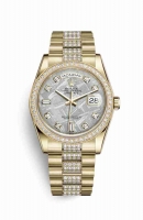 Copie Montre Rolex Day-Date 36 Or jaune 18 ct 118348 Meteorite sertie de diamants Cadran m118348-0047