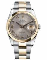 Réplique Rolex Datejust 36mm en acier et or jaune Or Gris Dial 116203 GRO