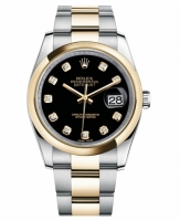 Réplique Rolex Datejust en acier et or 36mm en or jaune Cadran Noir 116203 BKDO