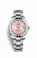 Copie Montre Rolex Datejust 31 Blanc Roles ou Oystersteel Or blanc 18 carats 178344 Rose Cadran m178344-0052