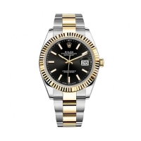 Réplique Rolex Datejust 41 12633 acier de Dial noir et Oyster de Or jaune de 18K