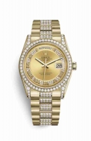 Copie Montre Rolex Day-Date 36 Or jaune 18 ct ensemble de cosses 118388 Diamant champagne ensemble Diamant m118388-0063