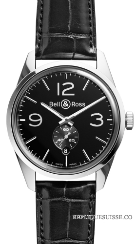 Bell & Ross BRV 123 Officer noir VinTAGe des hommes Montre Réplique