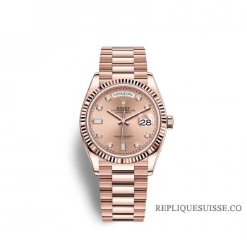 Rolex Day-Date 36 Everose or 18 ct M128235-0009 Rose sertie de diamants Cadran