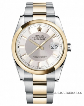 Réplique Rolex Datejust 36mm en acier et or jaune Silver Gold Dial Steel 116203 STSISO