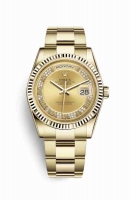 Copie Montre Rolex Day-Date 36 Or jaune 18 ct 118238 Ensemble de diamants couleur Champagne Cadran m118238-0181