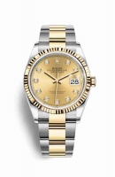 Copie Montre Rolex Datejust 36 Jaune Rolesor Oystersteel or jaune 18 ct 126233 Champagne-diamants de couleur Cadran m126233-0018