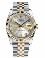 Réplique Rolex Datejust 36mm acier et Jaune or Argent cercle concentrique 116233 SCAJ