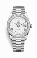 Copie Montre Rolex Day-Date 40 Or blanc 18 carats 228349RBR Cadran Blanc m228349rbr-0039