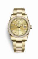 Copie Montre Rolex Day-Date 36 Or jaune 18 ct 118348 Champagne-couleur Cadran m118348-0134