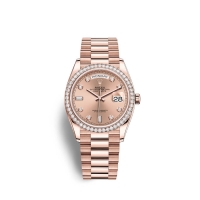 Rolex Day-Date 36 Everose or 18 ct M128345RBR-0009 Rose sertie de diamants Cadran