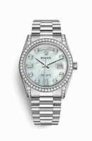 Copie Montre Rolex Day-Date 36 Coffret en or blanc 18 ct sertissage diamants 118389 Coffret platine en nacre oxford diamants Cadran m118389-0084