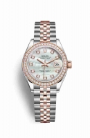 Copie Montre Rolex Datejust 28 Everose Roles ou Oystersteel 18 ct Everose or RBR Blanc nacre sertie de diamants Cadran m279381rbr-0013