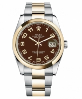 Réplique Rolex Datejust en acier et or 36mm en or jaune Brown Dial 116203 BRAO