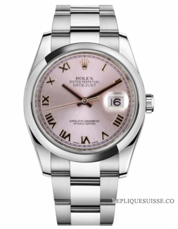 Réplique Rolex Datejust en acier bombe 36mm Lunette Rose Dial 116200 PRO