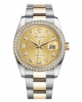 Réplique Rolex Datejust en acier et cadran en or jaune d'or Champagne Jub 116243 CHJDO