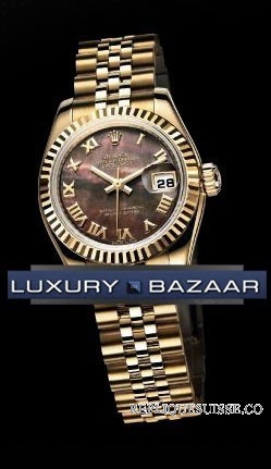 Rolex Datejust Lady Or 26mm Fluted Jubilee 179159 blkmrj Montre Réplique