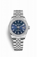 Copie Montre Rolex Datejust 31 Blanc Roles ou Oystersteel Or blanc 18 carats 178384 Bleu Cadran m178384-0029