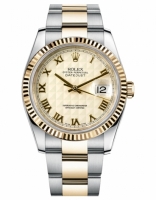 Réplique Rolex Datejust 36mm acier et or Ivory Pyramid Dial 116233 IPRO