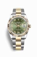 Copie Montre Rolex Datejust 36 Jaune Rolesor Oystersteel or jaune 18 ct 126233 Vert olive ensemble diamants Cadran m126233-0026