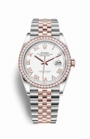 Copie Montre Rolex Datejust 36 Everose Roles ou Oystersteel 18 ct Everose or 126281RBR cadran blanc m126281rbr-0003