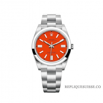 Rolex Oyster Perpetual 41 Bracelet Oyster a cadran rouge corail