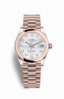 Copie Montre Rolex Datejust 31 18 carats Everose or 278245 Nacre blanche sertie de diamants Cadran m278245-0014