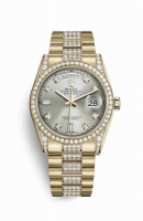 Copie Montre Rolex Day-Date 36 Or jaune 18 ct ensemble de cosses 118388 Argente diamants Set Cadran m118388-0008