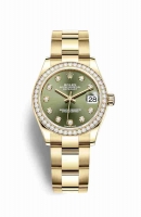 Copie Montre Rolex Datejust 31 or jaune 18 ct 278288RBR vert olive ensemble diamants Cadran m278288rbr-0014