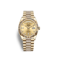 Rolex Day-Date 36 or jaune 18 ct M128238-0026 couleur champagne sertie de diamants Cadran