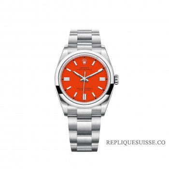 Rolex Oyster Perpetual 36 Bracelet Oyster cadran rouge corail