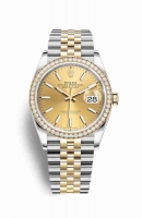 Copie Montre Rolex Datejust 36 Jaune Roles ou Oystersteel or jaune 18 ct 126283RBR Champagne-couleur Cadran m126283rbr-0001