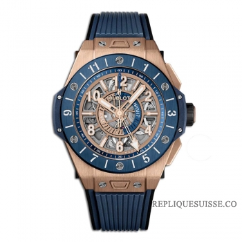 Réplique Hublot Big Bang Unico Gmt King Or Bleu Ceramique