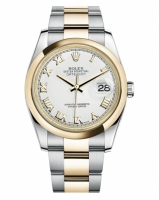 Réplique Rolex Datejust en acier et or 36mm en or jaune Cadran Blanc 116203 WRO