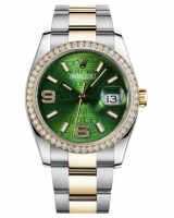 Réplique Rolex Datejust en acier et cadran en or jaune d'or Green Wave 116243 GWDAO