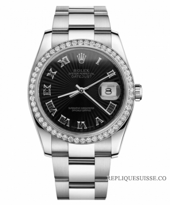 Réplique Rolex Datejust 36mm cadran rayon de soleil en acier inoxydable n 116244 BKSBRO