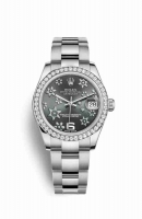 Copie Montre Rolex Datejust 31 White Rolesor Oystersteel Or blanc 18 carats 178384 Motif floral en relief fonce rhodium Cadran m178384-0025