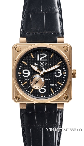 Bell & Ross BR 01-97 rose Or Power Reserve 46mm des hommes Montre Réplique