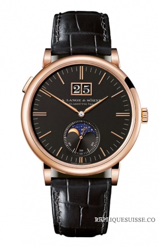 Copie Montre A. Lange & Sohne Saxonia Moonphase Or Rose/Noir 384.031