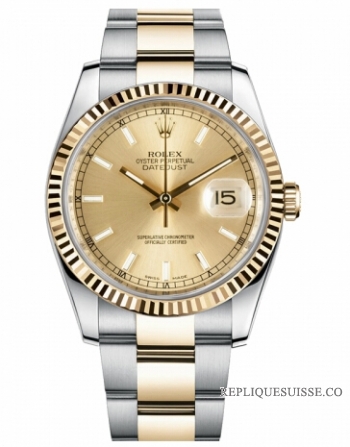 Réplique Rolex Datejust 36mm acier et or Champagne Dial 116233 CHSO