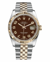 Réplique Rolex Datejust 36mm acier et Jaune or Brown Dial 116233 BRAJ