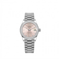 Rolex Datejust 31 or blanc cadran rose bracelet President