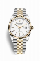 Copie Montre Rolex Datejust 36 Jaune Rolesor Oystersteel Or jaune 18 ct 126233 Cadran Blanc m126233-0019