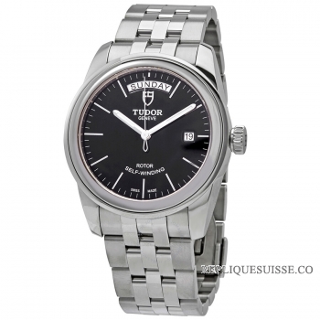 Tudor Glamour Day Date Acier Inoxydable / Jacquard Argent / Bracelet m56000-0007